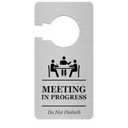 Meeting In Progress Do Not Disturb - Room Or Door Hanger Sign. Use In Home Office. Made In SILVER Acrylic - For Use In Business, Corporate, Hotels, Workplace. Global Shipping