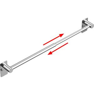 Towel Bar, 14inch to 25inch Adjustable Towel Holder Rod, Self Adhesive Wall Mounted Hand or Body Towel Rack for Bathroom Kitchen, Stainless Steel Organizer Single Bar (Chrome, 1 Pack)