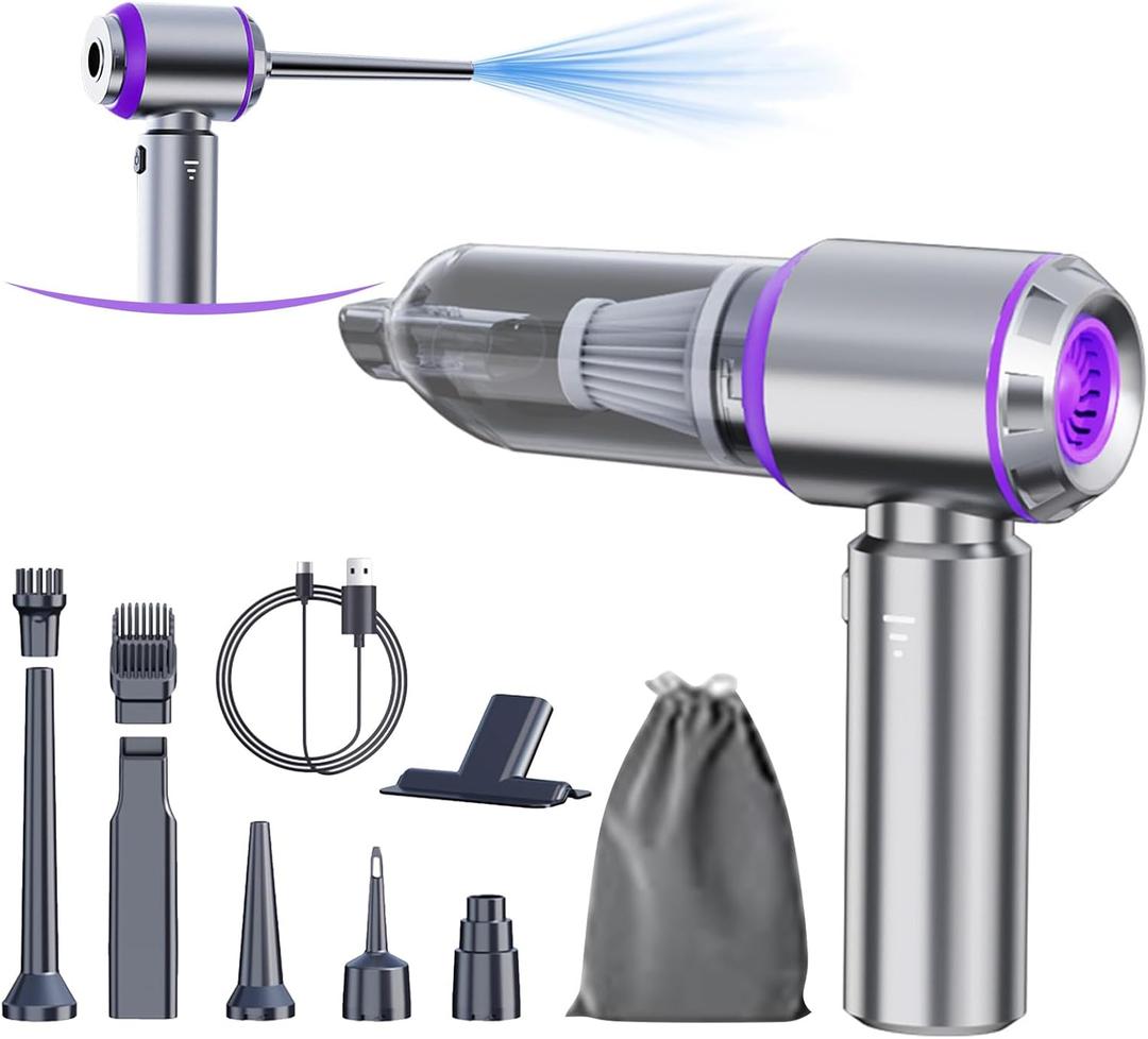 houscly Car Vacuum Portable Cordless 20000PA High Power 4-in-1 Compressed Air Duster & Air Blower & Pump Hand Held Vacuum with Brushless Motor for Car, Home, Office,Camping Ideal Gifts for Men & Women
