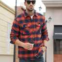 MAGNIVIT Mens Flannel Jacket Quilted Lined Thermal Winter Coat Button Down Plaid Jacket Insulated Flannel Shirts for Men (S)