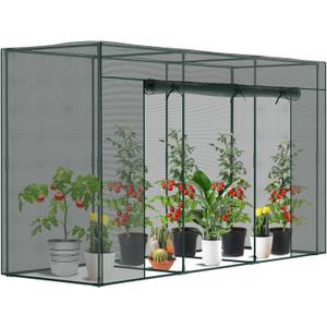 SUNYRISY Garden Plant Netting Crop Cage for Garden Raised Bed, 9.8 x 3.3 x 6 Ft Plant Cover Cage Protectors from Animal for Outdoor Plants with Frame and Zippered Door