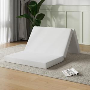 Novilla Foldable Mattress Topper, Twin Size Comfort Foam Trifold Mattress with Cloud Design Cover, 4 Inch Folding Mattress for Back Pain Relief, Suitable for Camping, RV Travel, 75"x39"x4"