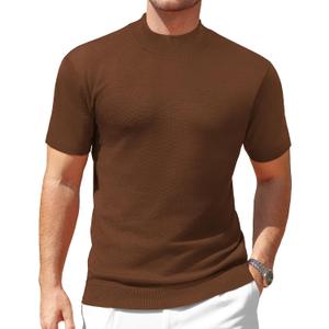 Vssjavun Men's Mock Neck Shirt Short Sleeve Turtleneck T-Shirt Slim Fit Pullover Casual Basic Tee