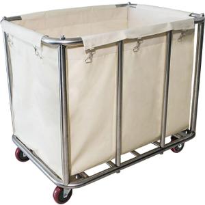 Laundry Cart Commercial,11.35 Bushel Large Industrial Rolling Laundry Hamper with 4 Inch Wheels,Home Heavy Duty Laundry Baskets with Stainless Steel Frame, 260 LBS Load