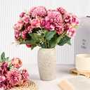Olgaa 12 Bundles Peonies Artificial Flowers Silk Flowers Fake Peony Bouquet Faux Peonies Flowers Bulk for Wedding Decor Centerpiece Table Decorations (Purple Red)