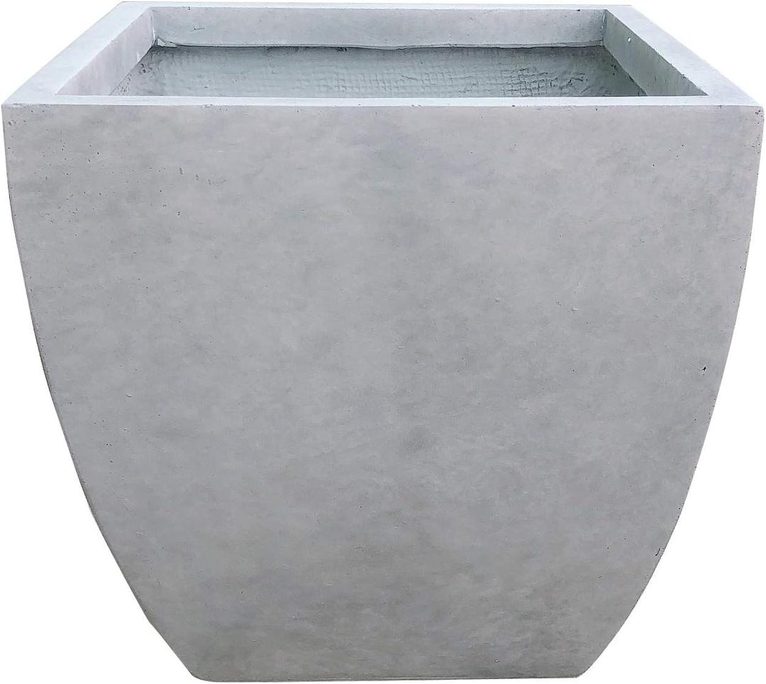 Kante 17.7" D Modern Square Natural Concrete Planters Lightweight Outdoor Indoor Planter Pots with Drainage Holes for Patio, Backyard, Living Room Natural Concrete