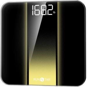 RunStar Digital Bathroom Scale for Body Weight with High Precision, Clear LED Backlight Display, Accurate Scale with 6mm Tempered Glass, 400lb (11 x 11 inches, Gold)