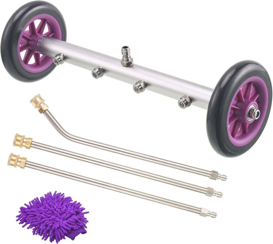 PWACCS Pressure Washer Undercarriage Cleaner  16 Inch Power Washer Under Carriage Spray  High Pressure Washing Under Car Attachment with 3 Pcs Extension Wand  4000 PSI