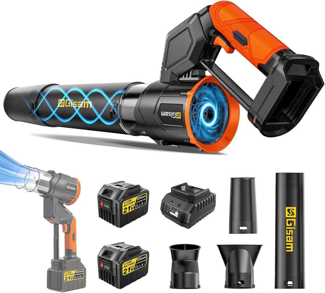 Electric Leaf Blower Cordless -850CFM, 250+MPH, 3000W Brushless Leaf Blower with 26.0Ah Batteries, 180 Rotatable 2-in-1 Handheld Blower, 3-Speed for Lawn Care/Yard/Car/Patio (Orange & Black)