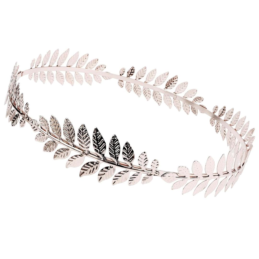 Laurel Wreath Crown Greek Goddess Accessories Silver Leaf Crown Headband Silver Headpiece for Men and Women Toga Costume Tiara Greek Crowns Roman Costume Accessory for Women Men