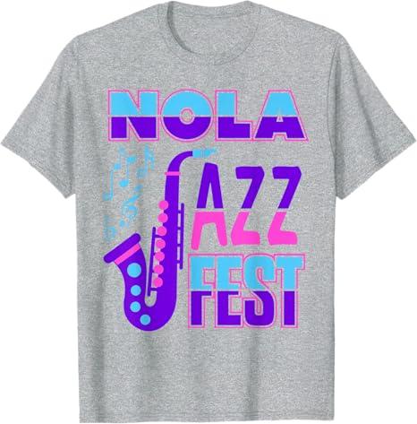 Jazz Music Fest NOLA Jazz Festival Saxophone Souvenir T-Shirt, L