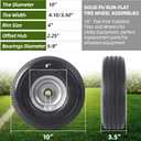 AR-PRO (2-Pack) 10-Inch Solid Wheel Replacement - 4.10/3.50-4 Flat Free Tire and Wheel with 5/8 extra 3/4 &1/2 Bearings and 2.25" Offset Hub - Compatible with Hand Truck, Generator, Gorilla Carts