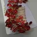 Chargances Handmade Crystal Gemstone Hair Comb with Red Rhinestone Headpiece - Bridal Hair Accessory for Weddings, Proms, Flower Girls