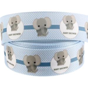 2 x Blue Elephant Ribbon 7/8" x 30 Ft Grosgrain Polyester Ribbon, Baby Shower, Wedding, Animal Print