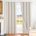 BGment 100% Blackout Curtains for Bedroom/Living Room- 84 Inch Long Linen Textured Thermal Insulated Total Light Blocking Bronze Grommet Window Drapes for Farmhouse, 2 Panels, 52 x 84 Inch, Tan