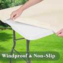 8 Foot Table Cover Fitted 10 Pack Picnic Elastic Tablecloth for Rectangle Tables Waterproof Stretch Washable Folding Indoor Outdoor Spandex Table Cloth for Parties Banquet Camping (Beige,30" x 96")