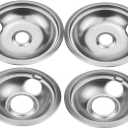 Drip Pan Electric Stove Burner Covers for Whirlpool W10278125, 4 Pack(2x6" and 2x8")