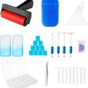 SuSentak 46 PCS Diamond Art Tools Kit, Complete Accessories Set with Multi-Tool Tweezers, Wax Pen, Storage Containers, Trays, Roller, Anti-Slip Mat for Adults Kids Beginners Art Crafts(Blue)