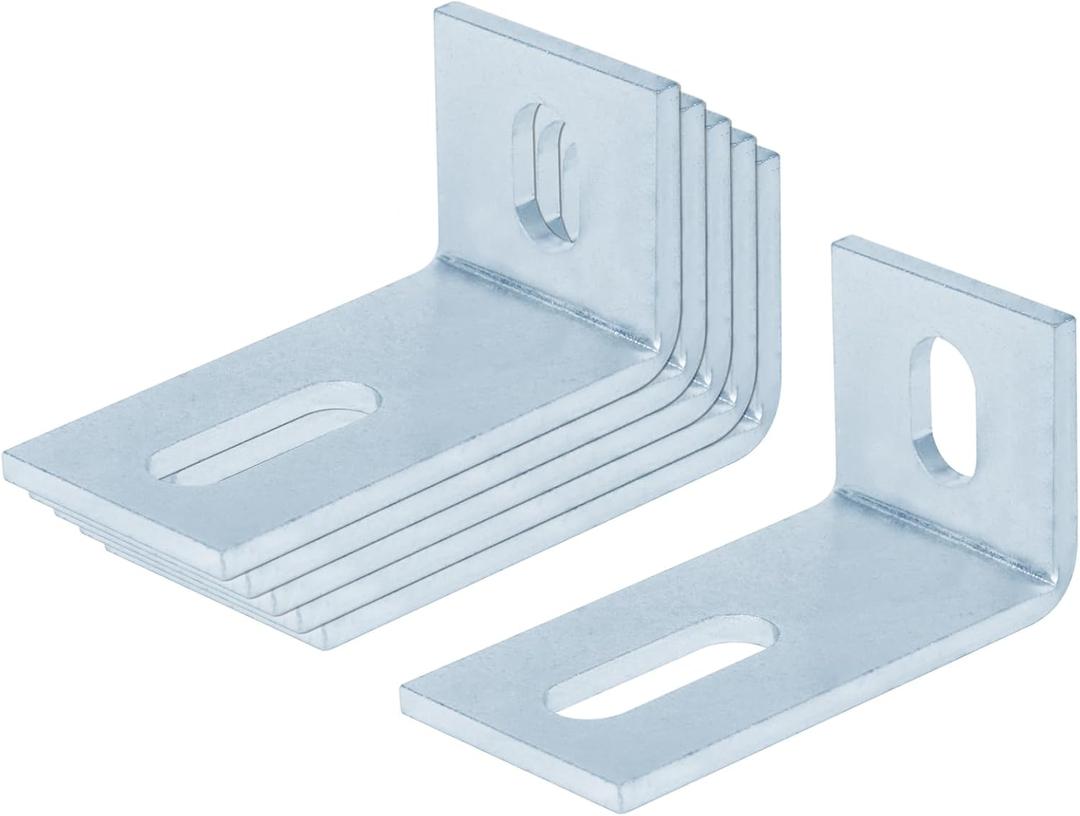 Heneng 6 Pcs Slotted L Angle Mounting Bracket, 4" x 2" x 2",Adjustable Corner Bracket,3/16" Thick