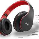 ZIHNIC Bluetooth Headphones Over-Ear, Foldable Wireless and Wired Stereo Headset Micro SD/TF, FM for Cell Phone,PC,Soft Earmuffs &Light Weight for Prolonged Wearing (Black/red)