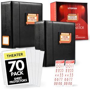 UTOPISH Show-Bill Binder with Sleeves - 2-Pack of Large 4 Theater Program Holders with 70 Sheet Protectors and Numbering Stickers Included - Broadway Gift with Full-Color Logo and Numbering Panel (2)