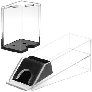 QWORK Clear Acrylic Blackjack Shoe and Discard Tray Set – 6 Deck Capacity for Card Dispensing, Blackjack Dealing Shoe Dispenser Card Holder Trays, 2 Pack