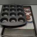 GoodCook Everyday Nonstick Steel Baking Sheet, 17 x 11-Inch, Gray and Muffin Pan Tray