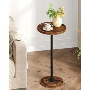 CHOEZON Drink Table, Small Round Side Table for Small Spaces, Thickened Base End Table, for Living Room, Bedroom, Rustic Brown and Black TBZ30BF