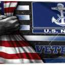 USN Veteran Flag 3x5 Ft - UV Fade Resistant Double Sided and Double Stitched 150D Polyester banner For Use Outdoor or Indoor (N Veteran)