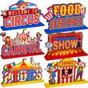 6 Pcs Circus Carnival Party Decorations Carnival Centerpieces for Tables Circus Theme Party Decorations Wooden Carnival Centerpieces for Cake Toppers Birthday Party Favors Supplies