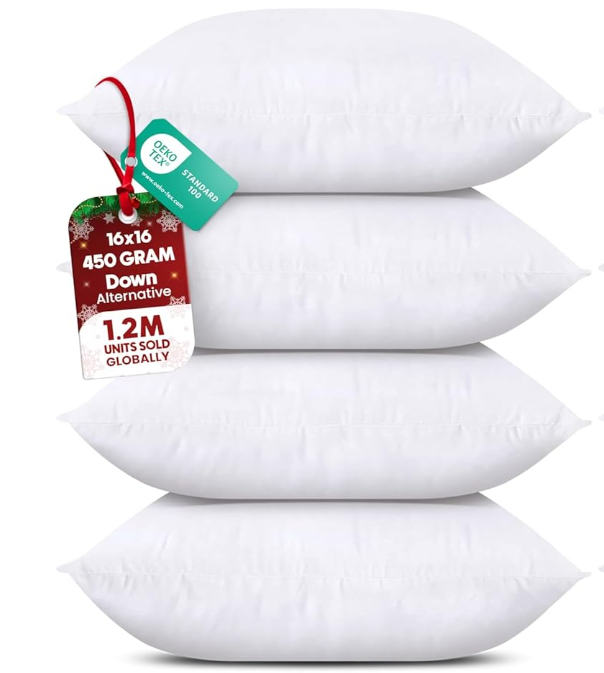 Utopia Bedding Throw Pillows White) – 16 x 16 Inches Down Alternative Pillows for Bed, Sofa, and Couch - Fluffy Decorative Stuffer Pillow for Indoors & Outdoors (4pcs)