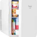 Cooluli 15L Mini Fridge for Bedroom, Car, Office Desk & College Dorm - 12V Portable Cooler & Warmer for Food, Drinks, Skincare - AC/DC Small Refrigerator with Glass Front, White