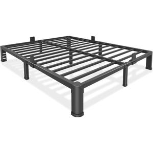 Bilily 10 Inch Low Bed Frame Full with Round Corner Legs,3500 LBS Heavy Duty Low Profile Full Size Bed Frame Metal Platform, No Box Spring Needed, Easy Assembly, Noise-free, Headboard Compatible,Black