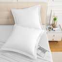 Homiest Euro Sham Covers 28x28 Inch Set of 2, White Pillow Shams with 2 Inch Wide Decorative Flange, European Square Pillowcases 28x28 Pillow Covers, Soft & Cozy Microfiber, Envelope Closure