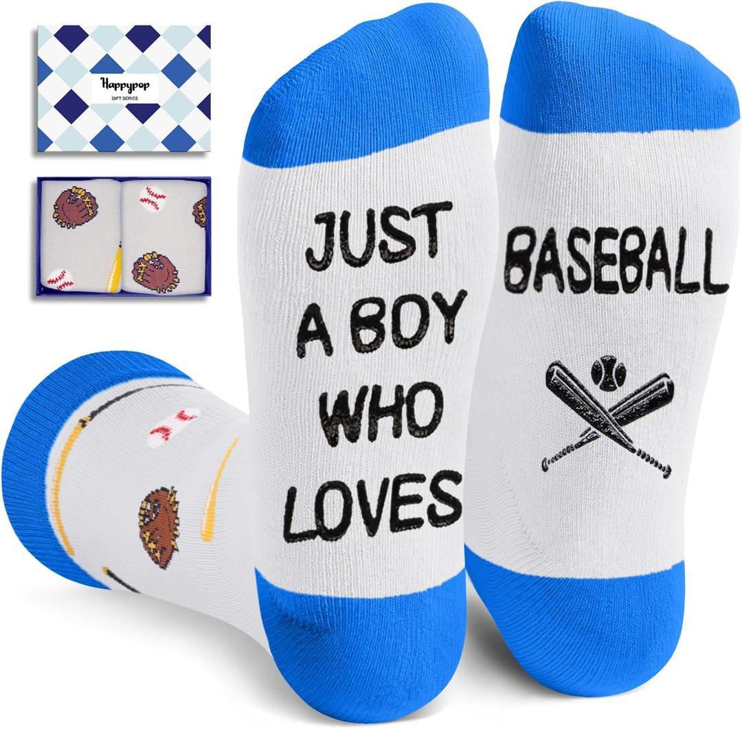 HAPPYPOP Birthday Gift for Boys - Kids Soccer Basketball Baseball Hockey Socks with Cards (XXL)