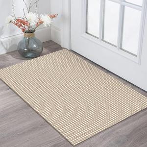KOZYFLY Boho Runners for Hallways 24x36 inches Washable Kitchen Runner Non Slip Rubber Backed Hallway Rugs Cotton Entryway Runner Rug Floor Carpet for Indoor Hall, Backdoor, Kitchen, Ivory/Khaki