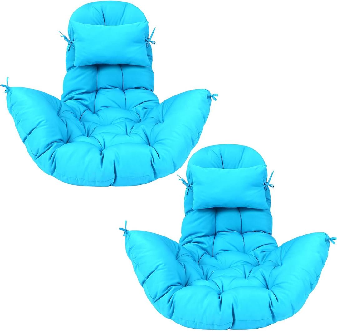Tudomro Egg Chair Cushion Filling 2.58 kg 51 x 37 Inch Replacement Rocking Wicker Chair Cushions High Back Swing Hammock Hanging Cushion for Indoor Outdoor Patio(Azure,2 Pcs)