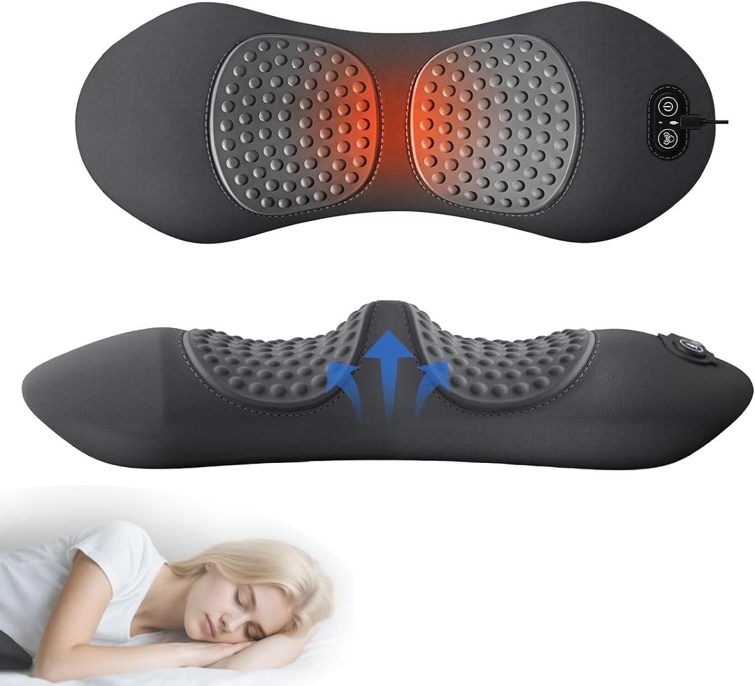 Rechargeable 3 in 1 Electric Lumbar Support Pillow with Heat & Lift Traction 2026 New, Cordless Triple Fusion Back Massager, Lower Back Pain Relief Deep Tissue Support Pillow for Bed Car Office
