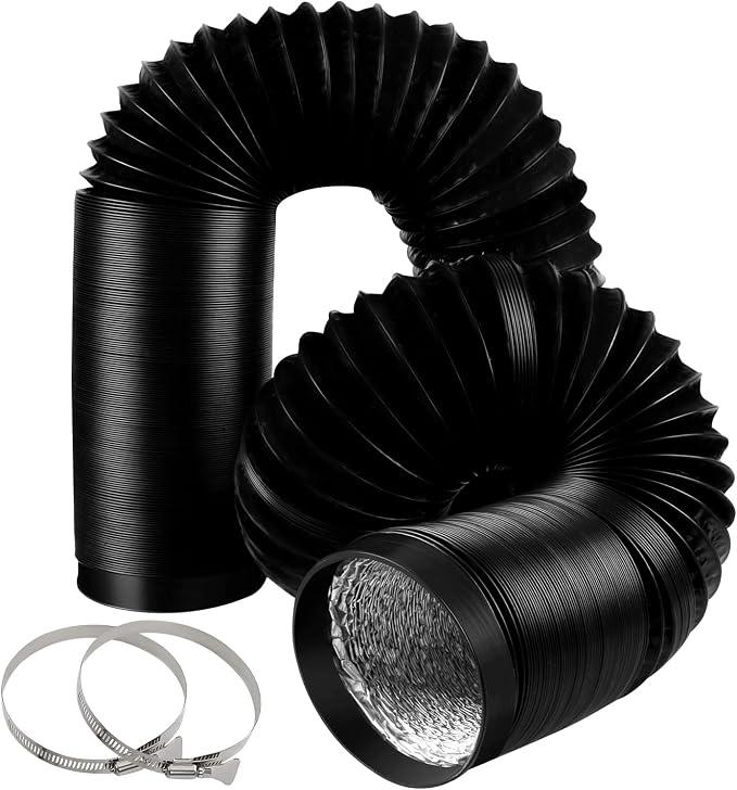 4-Inch Dryer Vent Hose 26FT, Flexible Aluminum Duct with 2 Clamps, Heavy-Duty Four Layer Protection for HVAC Ventilation and Exhaust Black