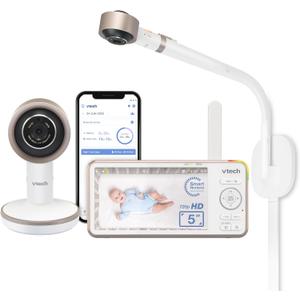 VTech V-Care VC2105 1080p FHD Over-The Crib Mount Smart Baby Monitor 5 720p LCD Screen,Table Stand,Remote Access,Versatile Placement,Intelligence Detection, Sleep Analysis,18hrs Recording,with WiFi