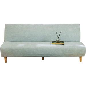 MIFXIN Armless Sofa Futon Cover Slipcover Stretch Spandex Printed Folding Sofa Bed Non-Armrest Couch Furniture Protector Washable Sofa Cover Without Armrests (Linen Grey)
