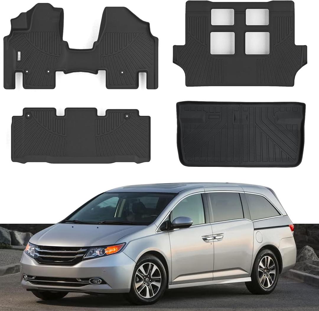 Floor Mats & Trunk Mat Fit for 2011-2017 Honda Odyssey 7-Seat,All Weather Protection TPE, Anti-Slip Floor Mats & Cargo Liner for 2011-2017 Honda Odyssey Accessories