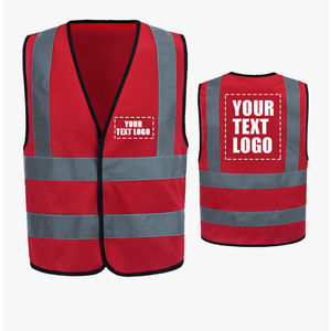 Aykrm High Visibility Viz Vest Hi Vis Viz Reflective Work Construction Safety Vest Red L