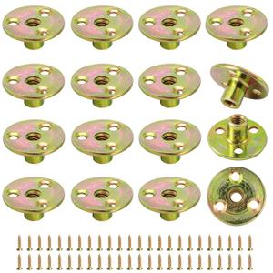1/4"-20 Brad Hole T-Nut with Screws, Zinc Plated Carbon Steel 3-Hole T-Nuts, Insert Female Thread Mounting Fastener for Wood Furniture and DIY Project