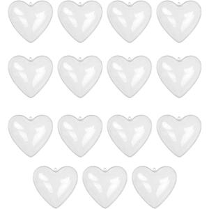 15 Pcs Hearts Shape Box, Home Decorations Clear Heart Ornaments Balls Fillable Plastic, DIY Bauble Balls for Birthday Wedding Party Tree Craft Christmas Xmas Decorations
