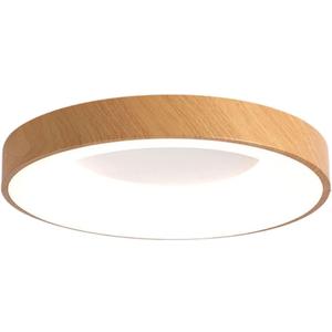 Round Close to Ceiling Lighting Modern LED Fixtures Minimalist Flush Mount Faux Wood Grain Ceiling Lights Beige Wood Grain Design Dimmable Ceiling Lamp for Bedroom, Hallway, Dining Room, 60CM
