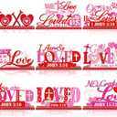 Amyhill 9 Pcs Valentine's Day Christian Wooden Table Decorations Centerpieces Religious Love Pink Red Heart Wooden Cross Sign Christian Vintage Valentines Decor for Home Shelf Block