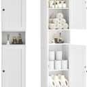 Homleke Tall Bathroom Storage Cabinet with 2 Doors, 67"H Narrow Storage Cabinet with Adjustable Shelves& Anti-Tip Design, Reversible Door Installation, Easy Assembly, 11.8 x 15.7 x 66.9 Inches, White, 11.8d X 15.7w X 66.9h