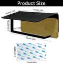 Toilet Paper Holder with Shelf Bamboo and Metal Toilet Tissue Roll Holder Wall Mounted Rustic Adhesive Toilet Paper Holder Tissue Holder for Bathroom (Black)