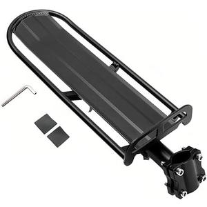 ThreeH Retractable Bike Luggage Cargo Rack Aluminum Alloy Bicycle Pannier Bag Holder Easy to Install BK41, Black